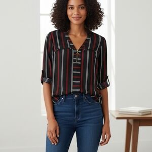 NWT Amy Byer Red and White Striped Blouse